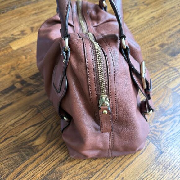 MICHAEL KORS $398 Lattington Large Satchel Soft Leather Cognac Brown Zip Handbag - Picture 5 of 16